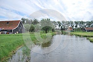 Traditional Dutch old house building in Zaanse Schans - museum v