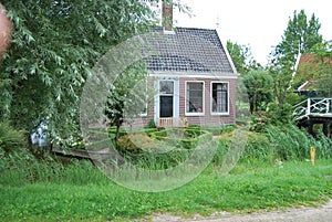 Traditional Dutch old house building in Zaanse Schans - museum v