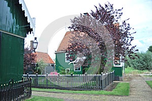 Traditional Dutch old house building in Zaanse Schans - museum v