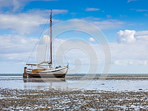 Traditional Dutch sailing ship in the Waddensea