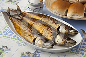 Traditional dutch smoked mackerels