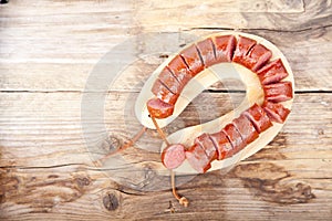 Traditional Dutch smoked sausage called Rookworst