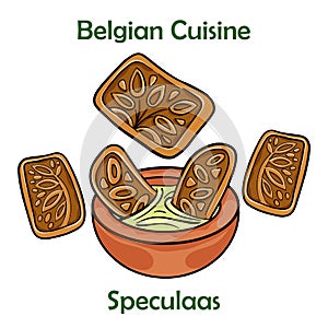 Traditional dutch speculaas cookies on white background