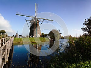 Traditional dutch windmill in Kinderdijk