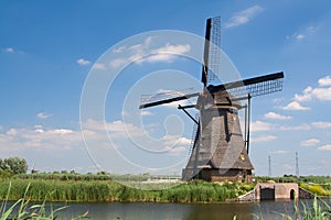 Traditional dutch windmill in Kinderdijk