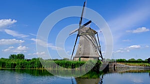 Traditional Dutch windmill in Kinderdijk