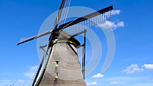 Traditional Dutch windmill in Kinderdijk