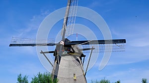 Traditional Dutch windmill in Kinderdijk