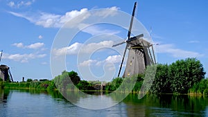 Traditional Dutch windmill in Kinderdijk