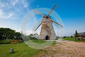 Traditional dutch windmill in Latvia