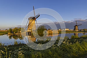 Traditional Dutch windmills in Kinderdijk - Unesco site, The Netherlands