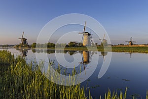 Traditional Dutch windmills in Kinderdijk - Unesco site, The Netherlands