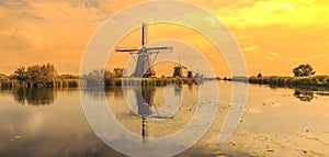 Traditional Dutch Windmills Kinderdijk World Unesco heritage