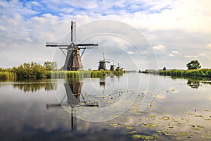 Traditional Dutch Windmills Kinderdijk World Unesco heritage