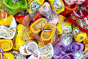 Traditional Dutch wooden souvenir clogs for sale in the Netherlands