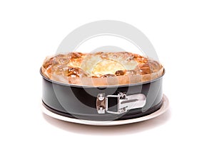 Traditional Easter bread on a plate on white