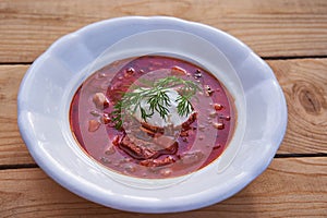 Traditional eastern european borsch soup.