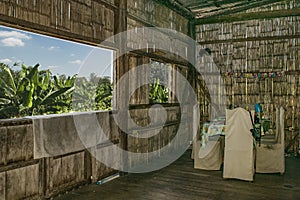 Traditional Ecuadorian Cane House Interior View