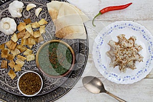 Traditional Egyptian Cuisine : Egyptian Molokhya or Molokhia