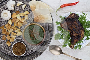 Traditional Egyptian Cuisine : Egyptian Molokhya or Molokhia