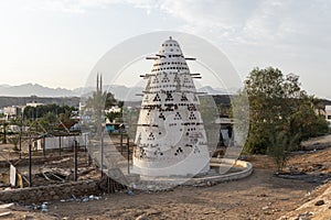 Traditional Egyptian dovecote made of clay. Pigeon house Egypt