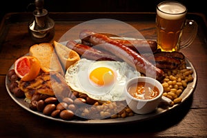 Traditional English breakfast plate. Generate ai photo