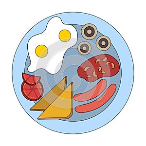Traditional english breakfast vector illustration.