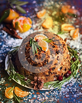 Traditional English Christmas plum pudding