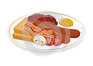 Traditional English full breakfast vector illustration