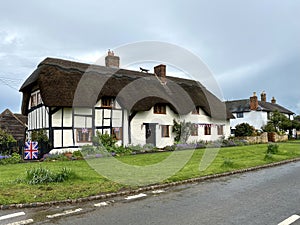 Traditional English thatched cottage, Warwickshire, England, UK.