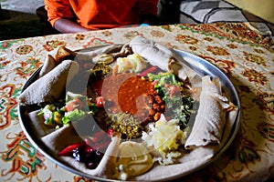 Traditional Ethiopian food - injera photo