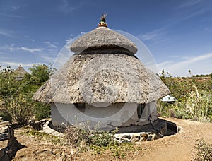 Traditional Ethiopian house. Karat Konso. Ethiopia. photo