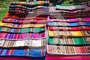 Traditional fabrics in with indigenous colors.