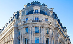 The traditional facade of Parisian building, France.
