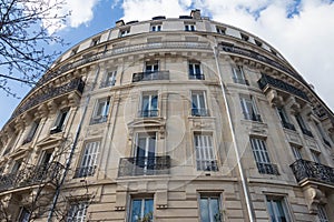 The traditional facade of Parisian building, France.