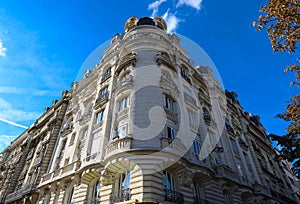 The traditional facade of Parisian building, France.