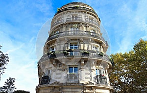 The traditional facade of Parisian building, France.