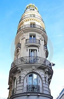 The traditional facade of Parisian building, France.