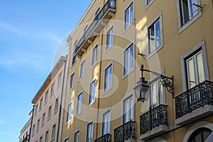 The traditional facade wall architectures of buildings photo