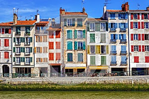 Colorful traditional facades in Bayonne, France photo