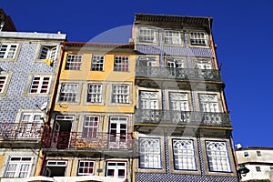 Traditional facades, Colorful architecture in the Old Town of Porto