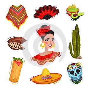 Traditional festive Mexican paraphernalia. National holiday concept.