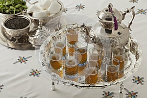 Traditional festive Moroccan silver tea set