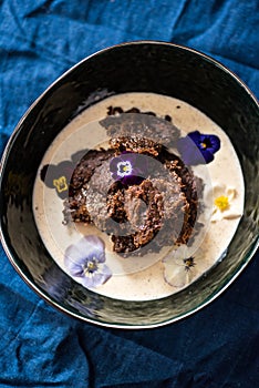 Traditional Finnish Easter rye pudding, with cream