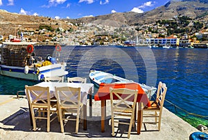 Traditional fish taverns restaurants in Greece Simi Symi island in Dodecanese