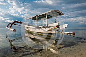 Traditional fisher boat at beautiful Gili Air Island in Lombok,