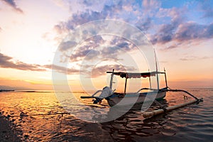 Traditional fisherman boat in Indonesia, Lovina beach