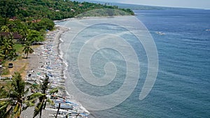 Traditional fishing boat on the beach in Amed, Bali, Indonesia