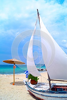 Traditional fishing boat at Chalkidiki