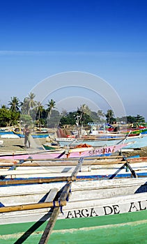 Traditional fishing boats on dili beach in east timor